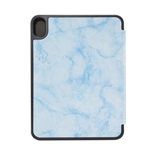 For iPad mini 6 Marble Texture Pattern Horizontal Flip Leather Tablet Case with Three-folding Holder & Pen Slot & Sleep / Wake-up Function(Blue)