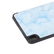 For iPad mini 6 Marble Texture Pattern Horizontal Flip Leather Tablet Case with Three-folding Holder & Pen Slot & Sleep / Wake-up Function(Blue)