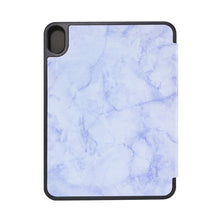 For iPad mini 6 Marble Texture Pattern Horizontal Flip Leather Tablet Case with Three-folding Holder & Pen Slot & Sleep / Wake-up Function(Purple)