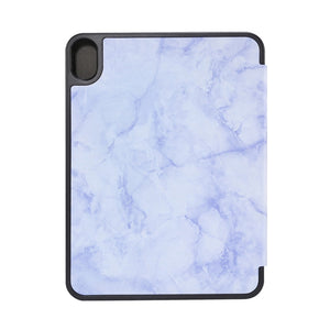 For iPad mini 6 Marble Texture Pattern Horizontal Flip Leather Tablet Case with Three-folding Holder & Pen Slot & Sleep / Wake-up Function(Purple)