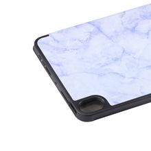 For iPad mini 6 Marble Texture Pattern Horizontal Flip Leather Tablet Case with Three-folding Holder & Pen Slot & Sleep / Wake-up Function(Purple)