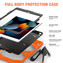 For iPad 10.2 2021 / 2020 / 2019 Shockproof Colorful Silicone + PC Protective Case with Holder & Pen Slot(Orange)