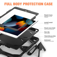 For iPad 10.2 2021 / 2020 / 2019 Shockproof Colorful Silicone + PC Protective Case with Holder & Pen Slot(Black)