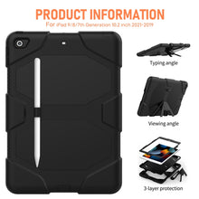 For iPad 10.2 2021 / 2020 / 2019 Shockproof Colorful Silicone + PC Protective Case with Holder & Pen Slot(Black)