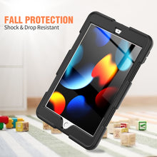 For iPad 10.2 2021 / 2020 / 2019 Shockproof Colorful Silicone + PC Protective Case with Holder & Pen Slot(Black)