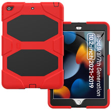 For iPad 10.2 2021 / 2020 / 2019 Shockproof Colorful Silicone + PC Protective Case with Holder & Pen Slot(Red)