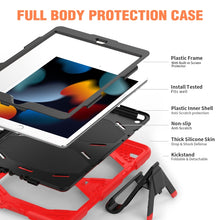 For iPad 10.2 2021 / 2020 / 2019 Shockproof Colorful Silicone + PC Protective Case with Holder & Pen Slot(Red)