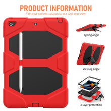 For iPad 10.2 2021 / 2020 / 2019 Shockproof Colorful Silicone + PC Protective Case with Holder & Pen Slot(Red)