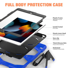 For iPad 10.2 2021 / 2020 / 2019 Shockproof Colorful Silicone + PC Protective Case with Holder & Pen Slot(Blue)