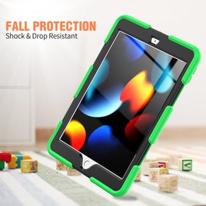 For iPad 10.2 2021 / 2020 / 2019 Shockproof Colorful Silicone + PC Protective Case with Holder & Pen Slot(Green)