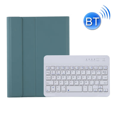 A06B Ultra-thin Detachable Bluetooth Keyboard Leather Tablet Case with Pen Slot & Holder for iPad mini 6(Dark Green)