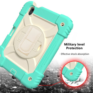 For iPad mini 6 Shockproof PC + Silicone Combination Tablet Case with Holder & Hand Strap & Shoulder Strap(Mint Green)