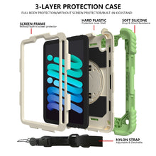 For iPad mini 6 Shockproof PC + Silicone Combination Tablet Case with Holder & Hand Strap & Shoulder Strap(Matcha Green)