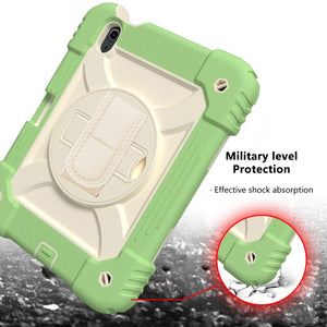 For iPad mini 6 Shockproof PC + Silicone Combination Tablet Case with Holder & Hand Strap & Shoulder Strap(Matcha Green)