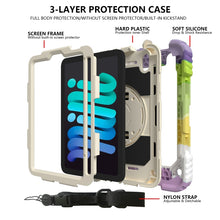 For iPad mini 6 Shockproof PC + Silicone Combination Tablet Case with Holder & Hand Strap & Shoulder Strap(Colorful Beige)