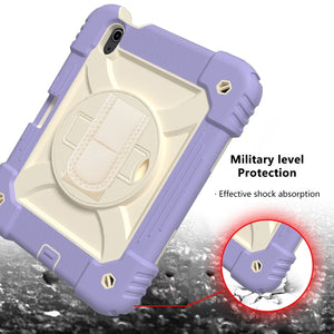 For iPad mini 6 Shockproof PC + Silicone Combination Tablet Case with Holder & Hand Strap & Shoulder Strap(Purple)