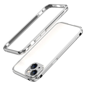 For iPhone 13 Aurora Series Lens Protector + Metal Frame Protective Case(Silver)