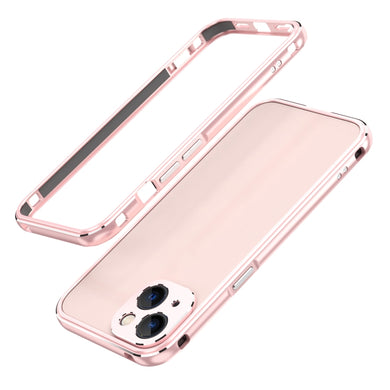 For iPhone 13 Aurora Series Lens Protector + Metal Frame Protective Case(Rose Gold)