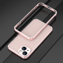 For iPhone 13 Aurora Series Lens Protector + Metal Frame Protective Case(Rose Gold)