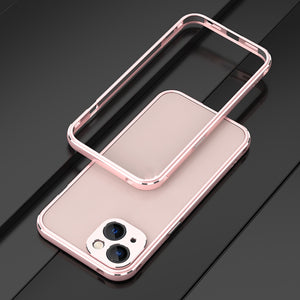 For iPhone 13 Aurora Series Lens Protector + Metal Frame Protective Case(Rose Gold)