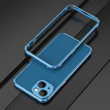 For iPhone 13 Aurora Series Lens Protector + Metal Frame Protective Case(Blue Silver)