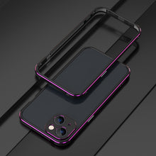 For iPhone 13 Aurora Series Lens Protector + Metal Frame Protective Case(Black Purple)