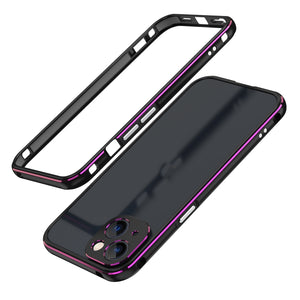 For iPhone 13 Aurora Series Lens Protector + Metal Frame Protective Case(Black Purple)