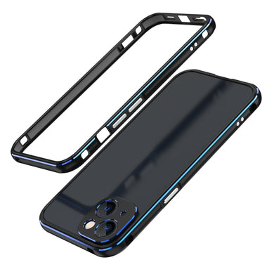 For iPhone 13 Aurora Series Lens Protector + Metal Frame Protective Case(Black Blue)