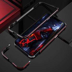 For iPhone 13 Aurora Series Lens Protector + Metal Frame Protective Case(Black Red)