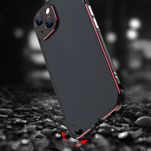 For iPhone 13 Aurora Series Lens Protector + Metal Frame Protective Case(Black Silver)