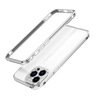 For iPhone 13 Pro Aurora Series Lens Protector + Metal Frame Protective Case (Silver)