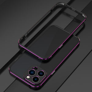 For iPhone 13 Pro Aurora Series Lens Protector + Metal Frame Protective Case (Black Purple)