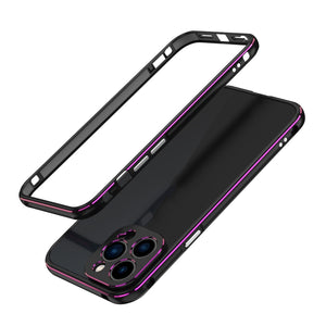 For iPhone 13 Pro Aurora Series Lens Protector + Metal Frame Protective Case (Black Purple)