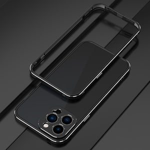 For iPhone 13 Pro Aurora Series Lens Protector + Metal Frame Protective Case (Black Silver)
