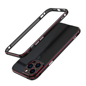 For iPhone 13 Pro Aurora Series Lens Protector + Metal Frame Protective Case (Black Red)
