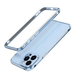 For iPhone 13 Pro Aurora Series Lens Protector + Metal Frame Protective Case (Blue Silver)