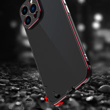 For iPhone 13 Pro Aurora Series Lens Protector + Metal Frame Protective Case (Black Red)