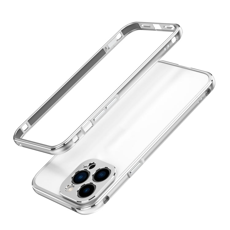 For iPhone 13 Pro Max Aurora Series Lens Protector + Metal Frame Protective Case (Silver)