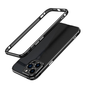 For iPhone 13 Pro Max Aurora Series Lens Protector + Metal Frame Protective Case (Black Silver)