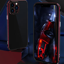 For iPhone 13 Pro Max Aurora Series Lens Protector + Metal Frame Protective Case (Black Red)