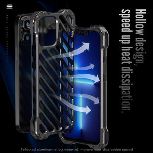 For iPhone 13 R-JUST RJ-50 Hollow Breathable Armor Metal Shockproof Protective Case(Deep Space Grey)