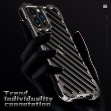 For iPhone 12 Pro Max R-JUST RJ-50 Hollow Breathable Armor Metal Shockproof Protective Case(Deep Space Grey)