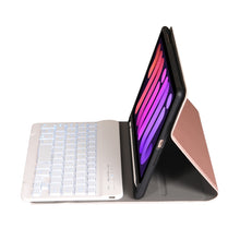 A06BS Ultra-thin Backlight Bluetooth Keyboard Leather Tablet Case with Holder & Pen Slot For iPad mini 6(Rose Gold)