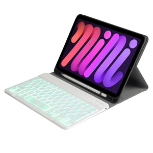 A06BS Ultra-thin Backlight Bluetooth Keyboard Leather Tablet Case with Holder & Pen Slot For iPad mini 6(Gold)