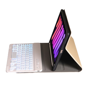 A06BS Ultra-thin Backlight Bluetooth Keyboard Leather Tablet Case with Holder & Pen Slot For iPad mini 6(Gold)