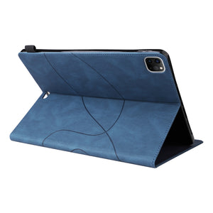 Dual-color Splicing Horizontal Flip PU Leather Case with Holder & Card Slots For iPad Pro 12.9 (2020/2021/2018)(Blue)