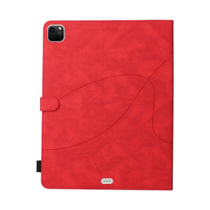 Dual-color Splicing Horizontal Flip PU Leather Case with Holder & Card Slots For iPad Pro 12.9 (2020/2021/2018)(Red)