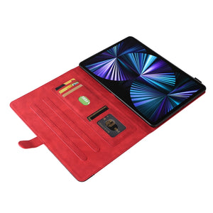 Dual-color Splicing Horizontal Flip PU Leather Case with Holder & Card Slots For iPad Pro 12.9 (2020/2021/2018)(Red)