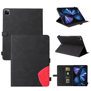 Dual-color Splicing Horizontal Flip PU Leather Case with Holder & Card Slots For iPad Pro 12.9 (2020/2021/2018)(Black)