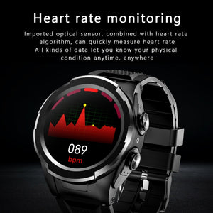 F6 1.28 inch IPS Screen 2 in 1 Bluetooth Earphone Smart Watch, Support Heart Rate & Blood Oxygen Monitoring / Bluetooth Music, Style:Steel Strap(Black)